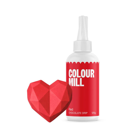 Colour Mill Chocolate Drip Easy-Melt Drizzle for Desserts, 125 Grams Red