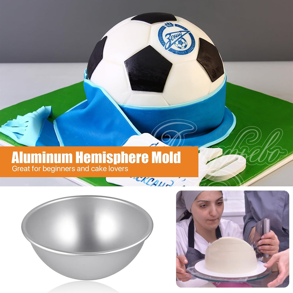 2 Pcs Hemisphere Cake Pan, 8 Inch 3D Football Cake Pan, Aluminum Half Ball Cake Mold, Nonstick Baking Pan for Birthday Wedding Anniversary Party