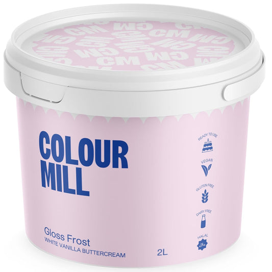Colour Mill Swiss-Meringue Style Buttercream Frosting – High Gloss Vegan Icing for Cakes & Cupcakes – Designed for Oil-Based Coloring & Smooth Finishes - 2 Liter (4.4LBS)