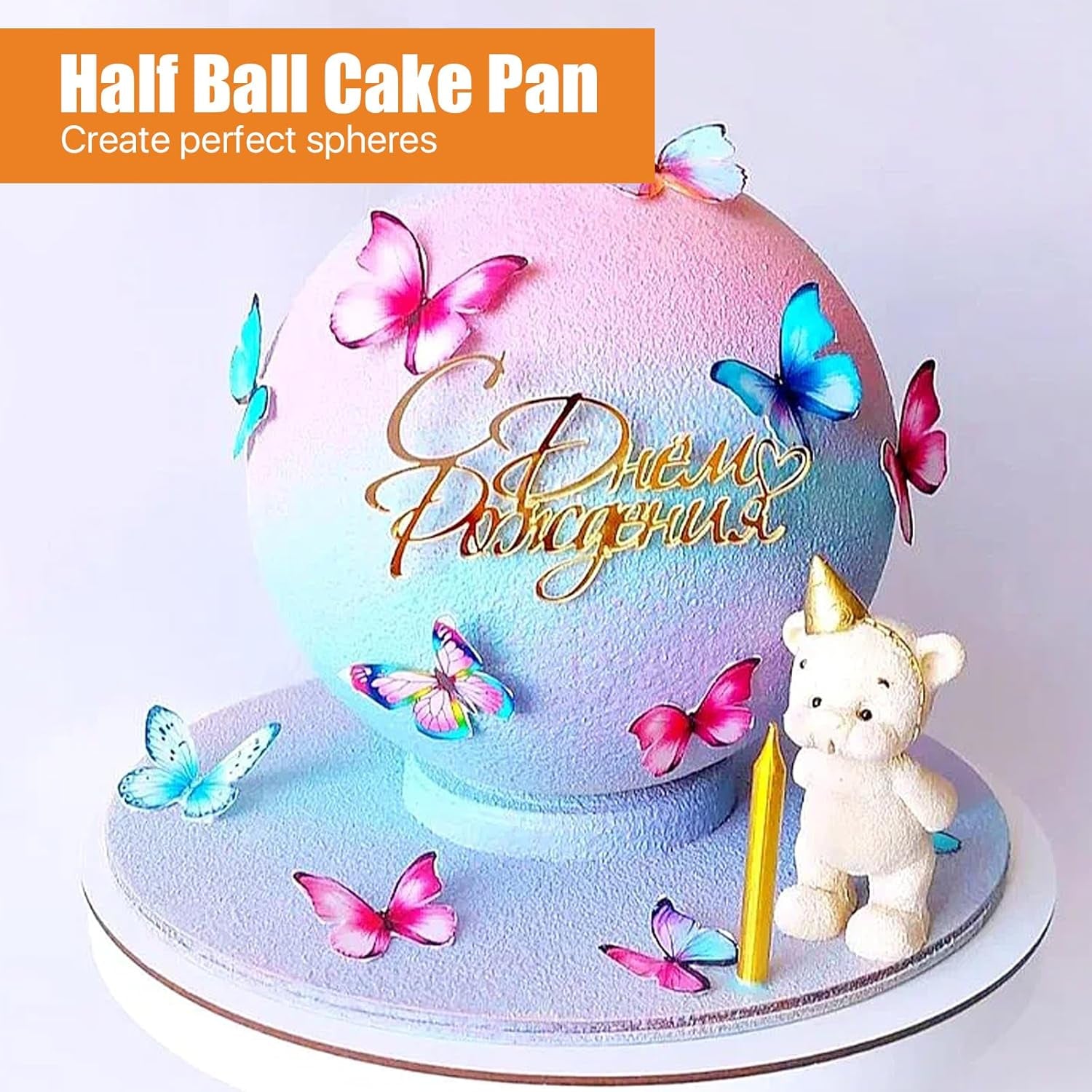2 Pcs Hemisphere Cake Pan, 8 Inch 3D Football Cake Pan, Aluminum Half Ball Cake Mold, Nonstick Baking Pan for Birthday Wedding Anniversary Party