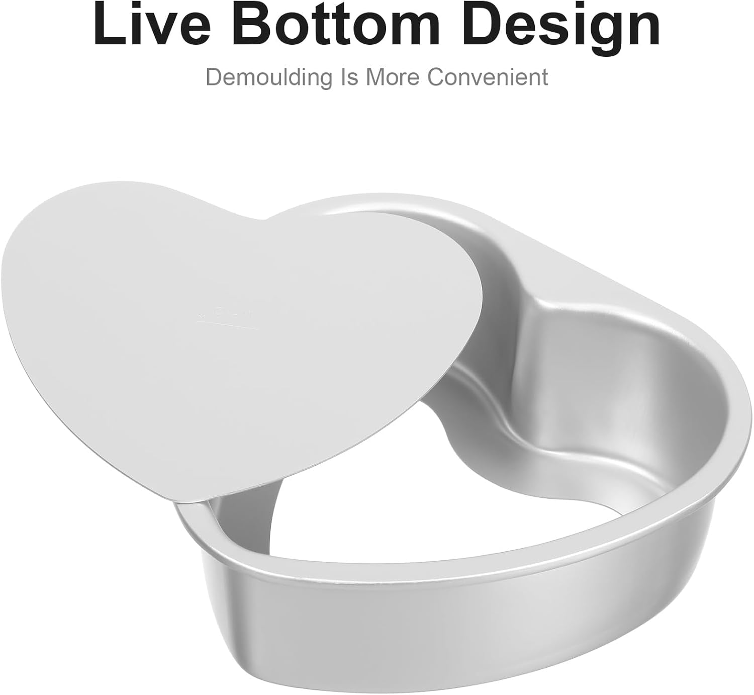 2Pcs 6 Inch Heart Shaped Cake Pan with Removable Bottom, Thicken Aluminum Alloy Baking Mold for Cheesecake, Mousse, Desserts, Home Diy Baking Pan for Anniversary Birthday Party