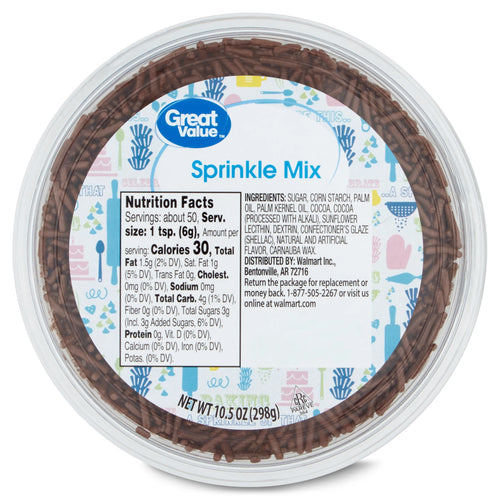 (3 Pack) Great Value Chocolate Sprinkles, 10.5 Oz