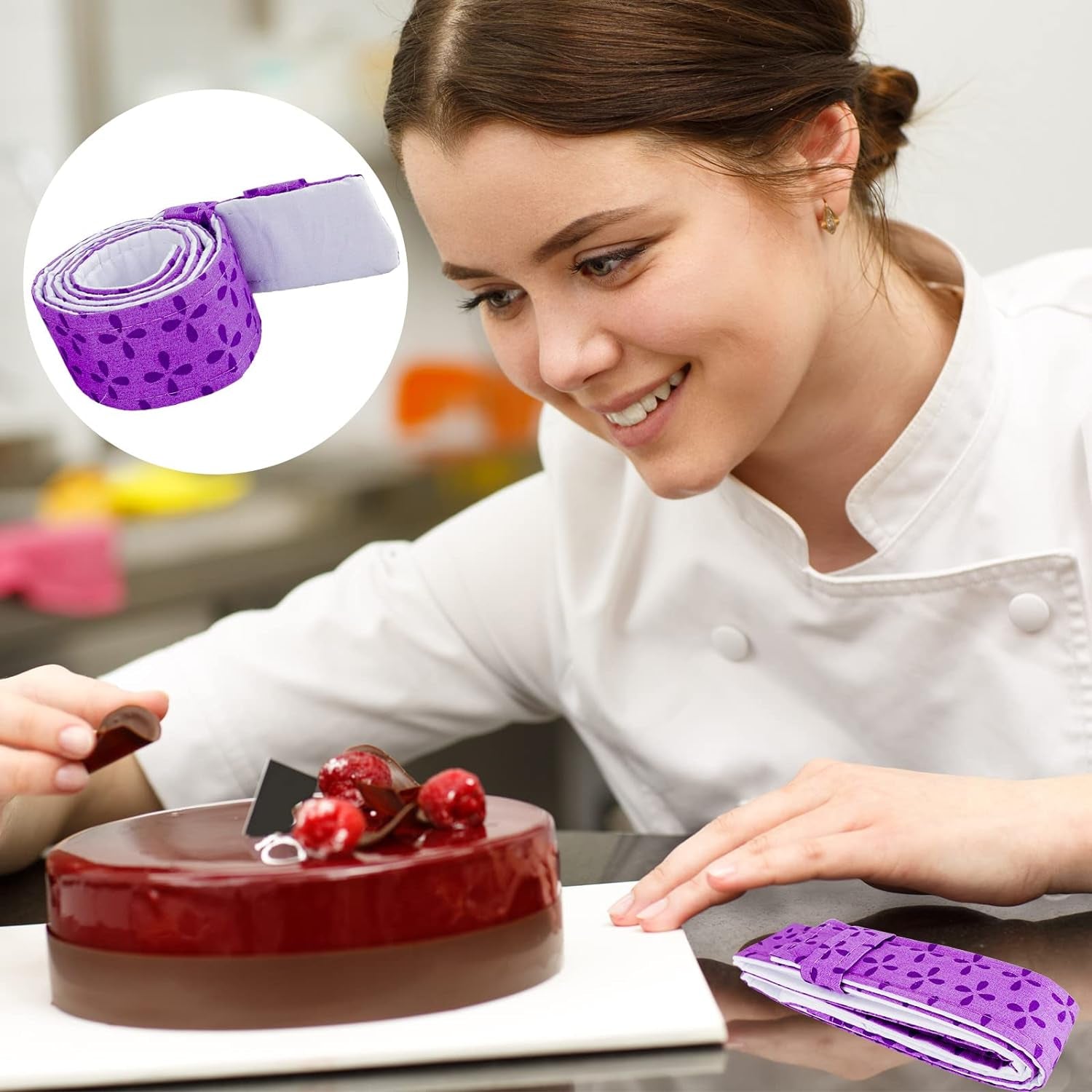 4-Piece Bake Even Strips, Super Absorbent Thick Cake Pan Dampen Strips, Keeps Cakes More Level and Prevents Crowning with Cleaner Edges