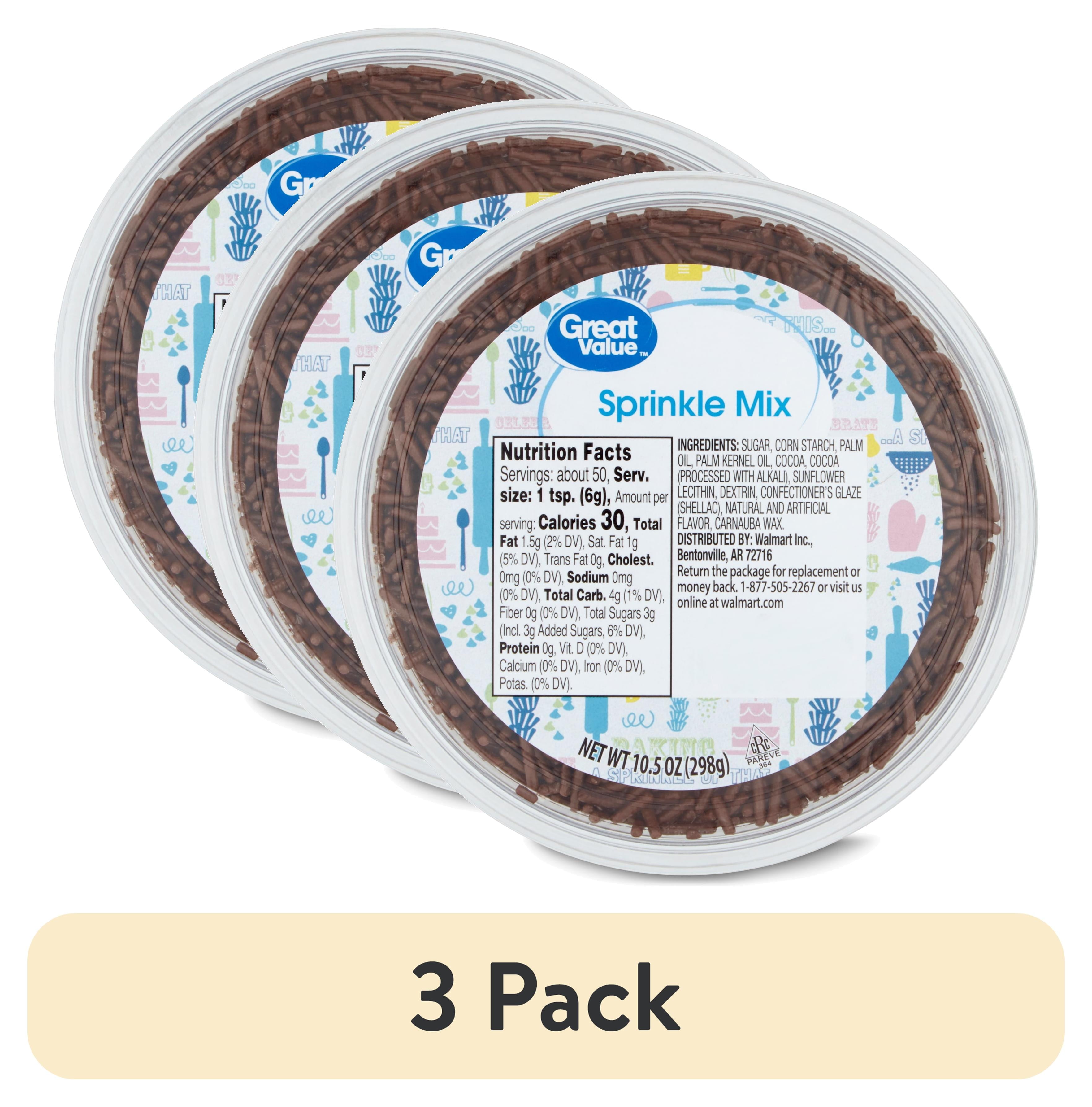 (3 Pack) Great Value Chocolate Sprinkles, 10.5 Oz