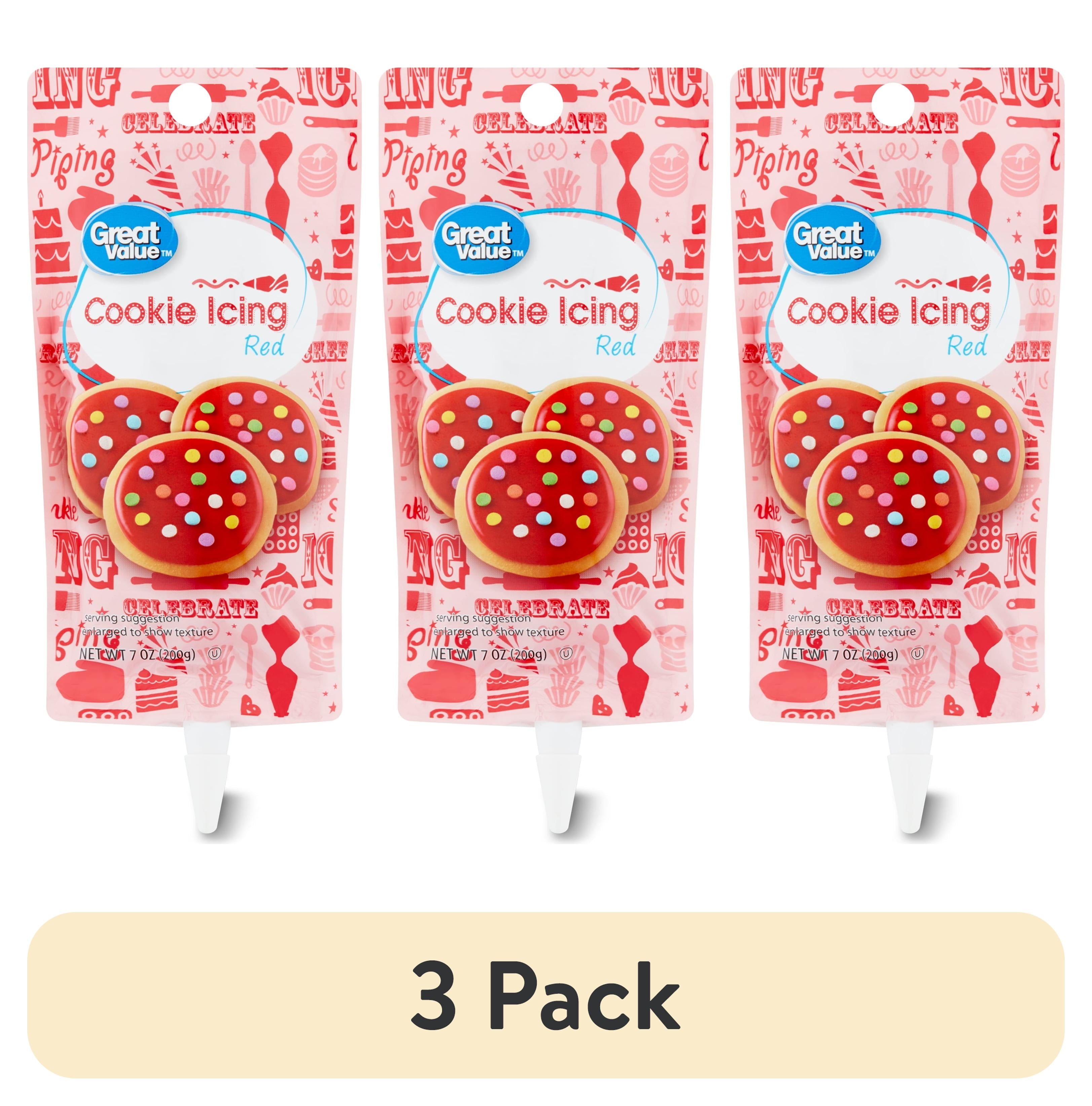 (3 Pack) Great Value Cookie Icing, Red, 7 Oz