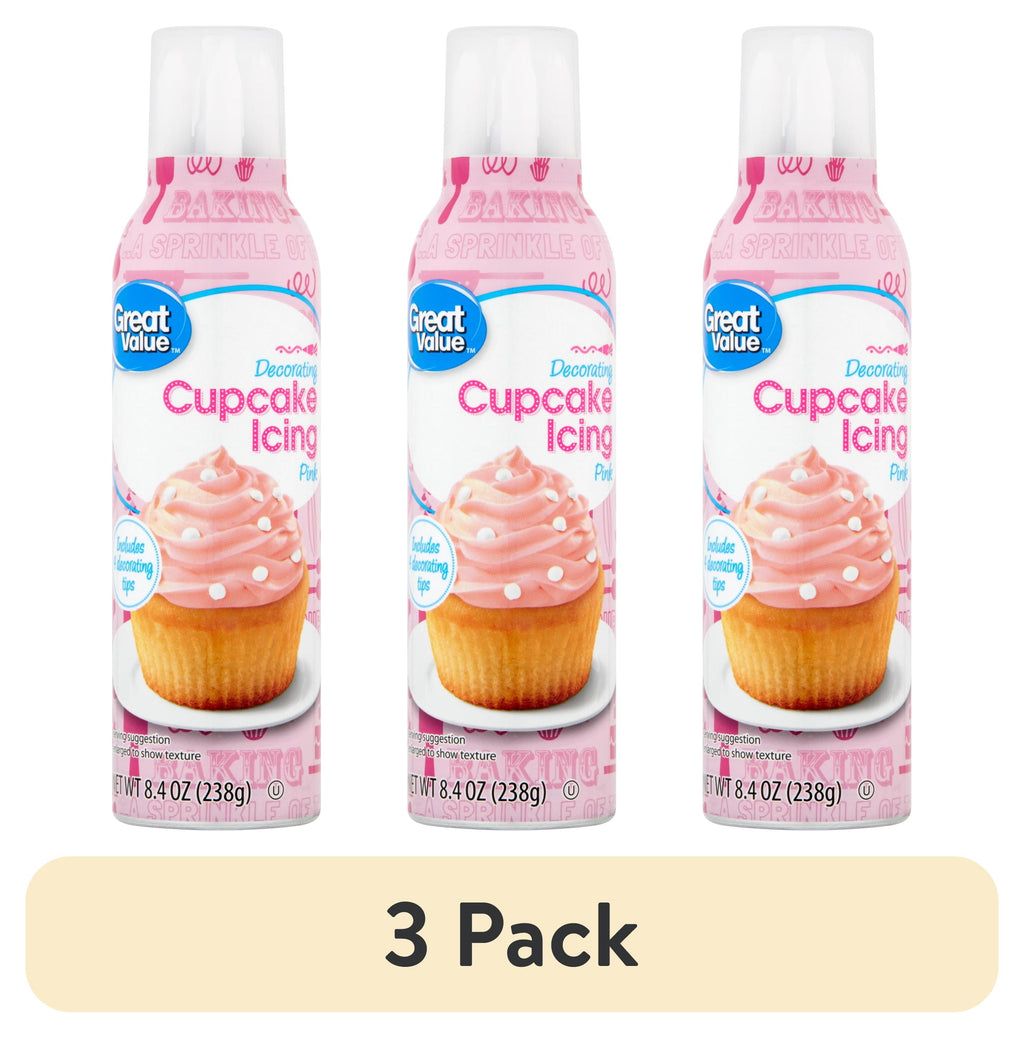 (3 Pack) Great Value Pink Cupcake Icing, 8.4 Oz