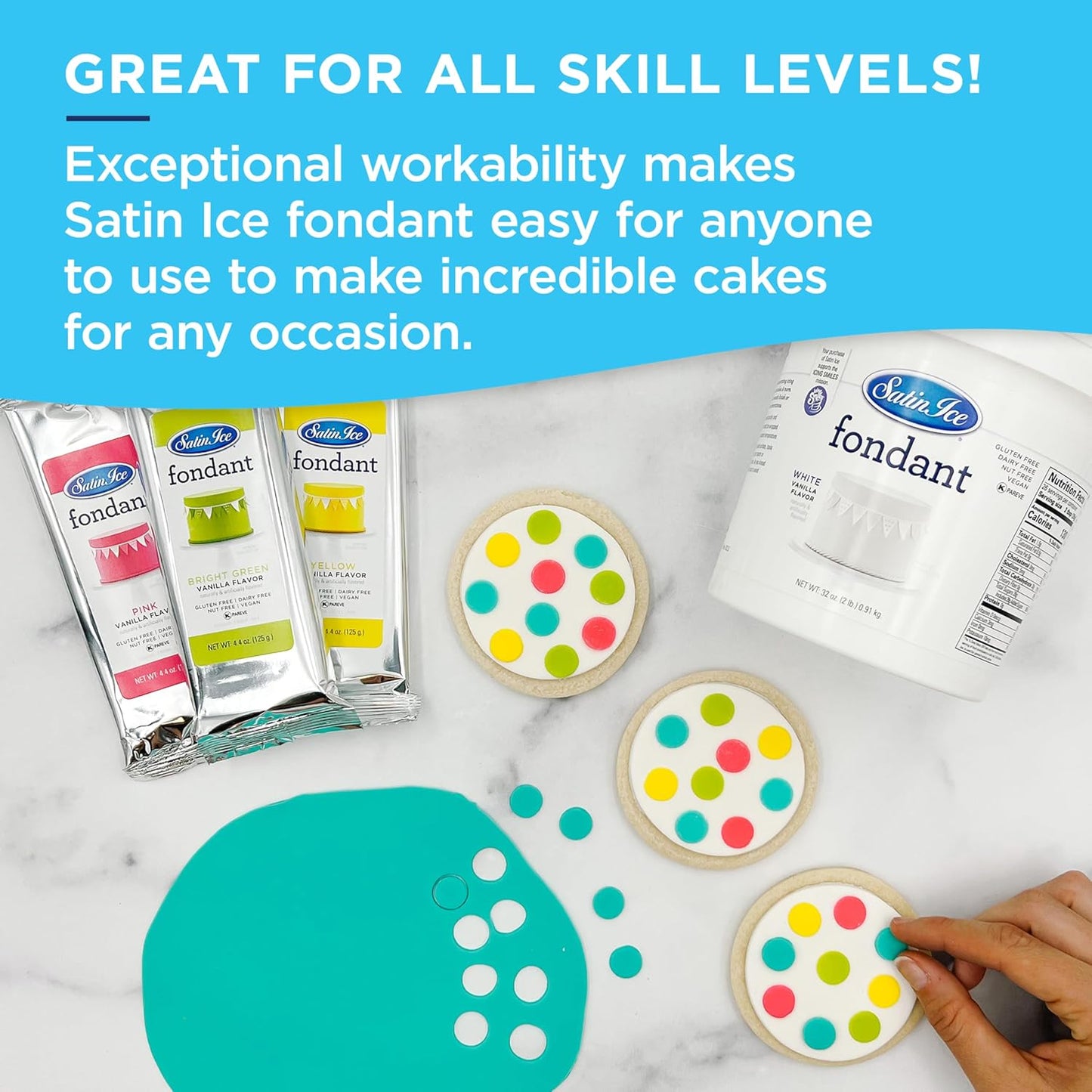 Satin Ice Fondant for Cake Decorating, White (20 Pound)