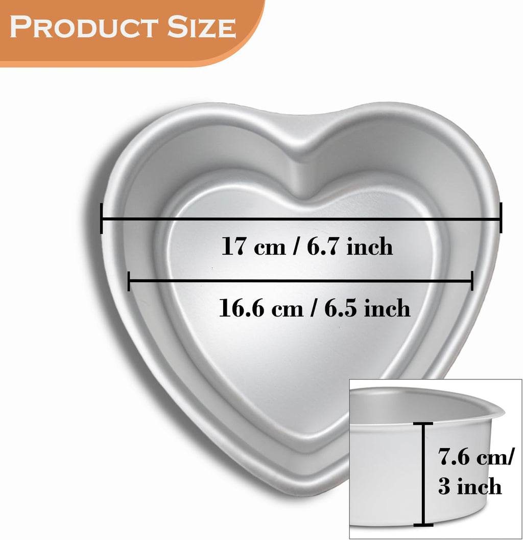 6 3 Inch Heart Shape Cake Pan, Baking Pan,Anodized Heart Cake Pans, Aluminum Pan, for Wedding Birthday and Other Occasions Cake.Silver