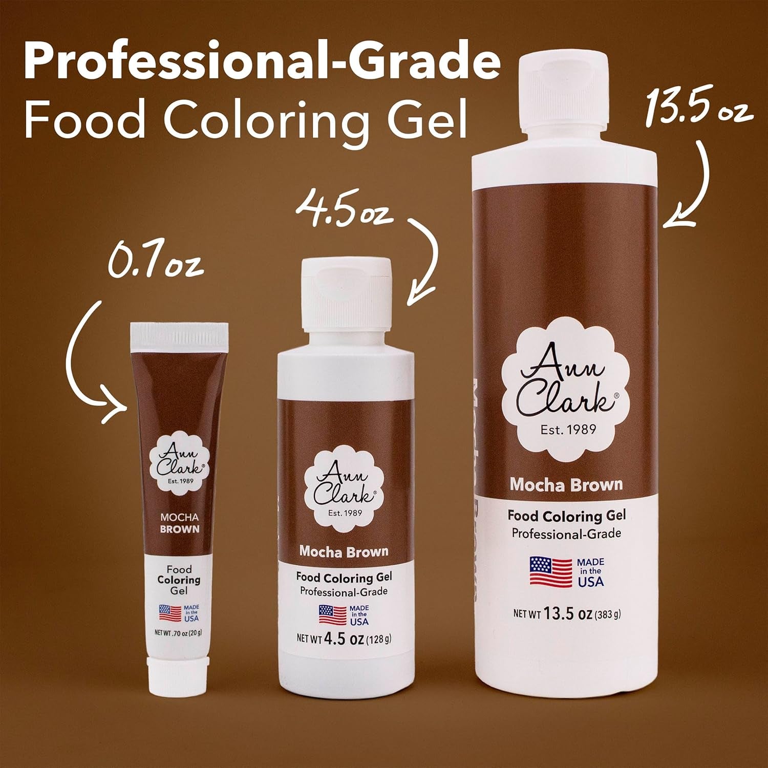 Ann Clark Mocha Brown Food Coloring Gel .70 Oz. Professional Grade Made in USA