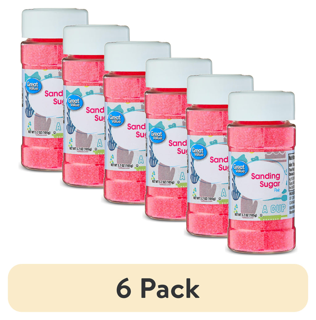 (6 Pack) Great Value Pink Sanding Sugar, 3.5 Oz