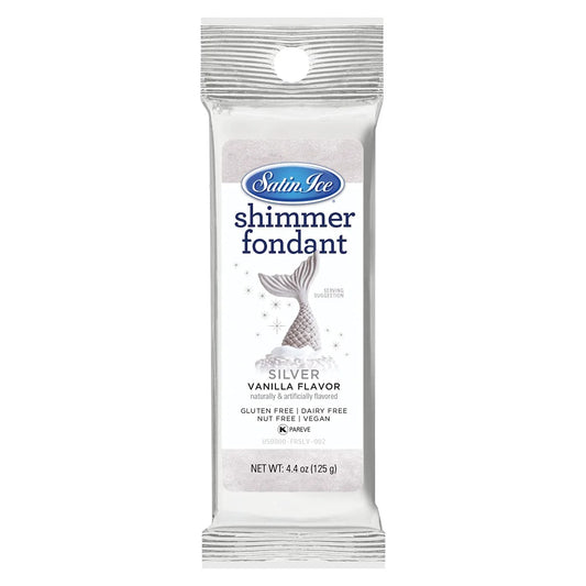 Satin Ice Silver Shimmer Fondant with Edible Glitter (4.4 Ounces, Vanilla) for Cake Decorating