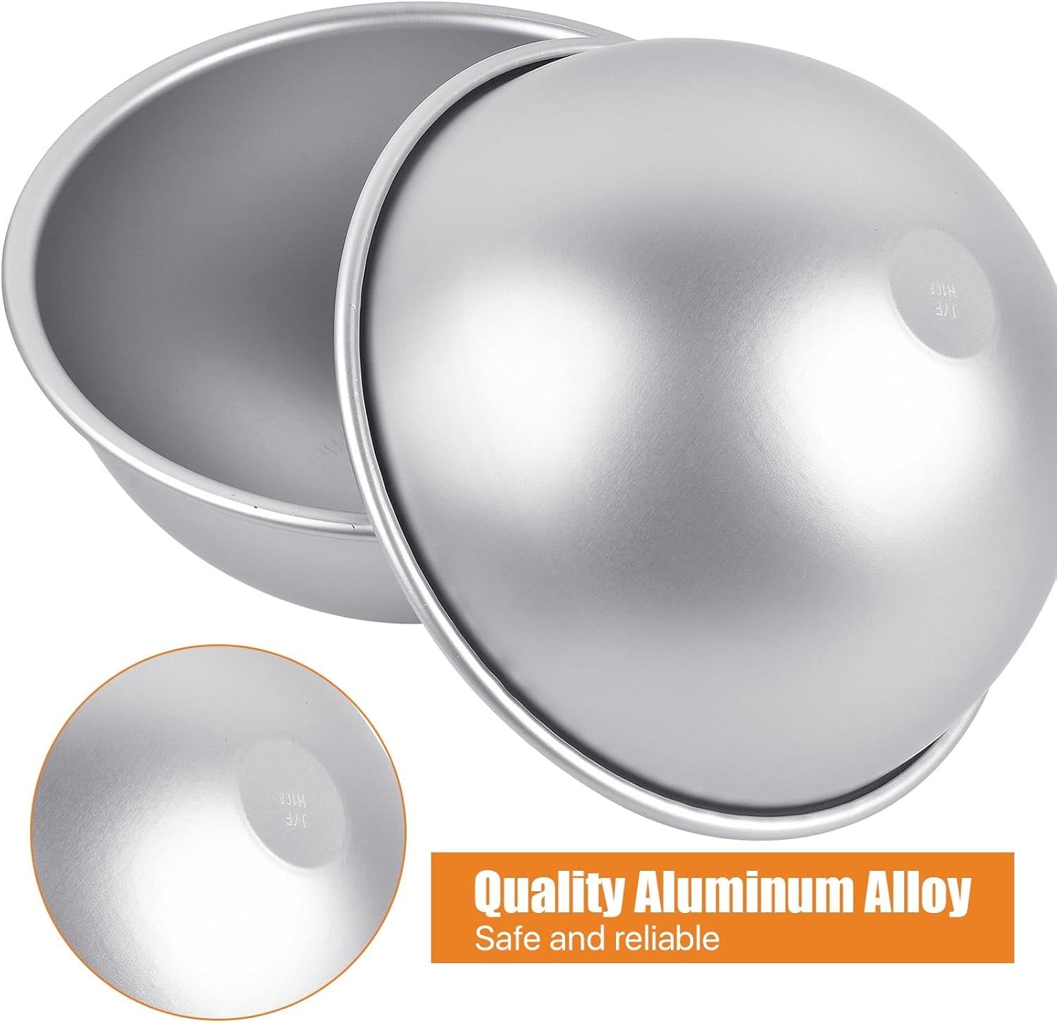 2 Pcs Hemisphere Cake Pan, 8 Inch 3D Football Cake Pan, Aluminum Half Ball Cake Mold, Nonstick Baking Pan for Birthday Wedding Anniversary Party