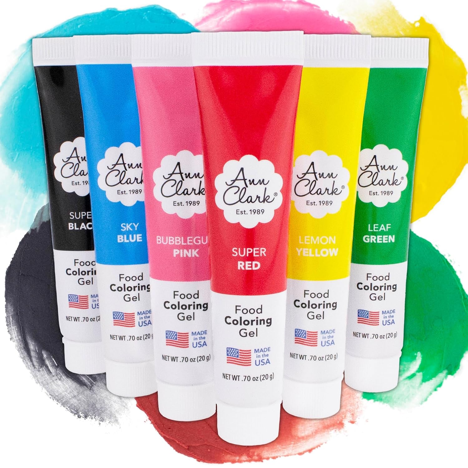 Ann Clark Gel Food Coloring & Easter Egg Dye Set Made in USA .7 Oz, 6 Colors