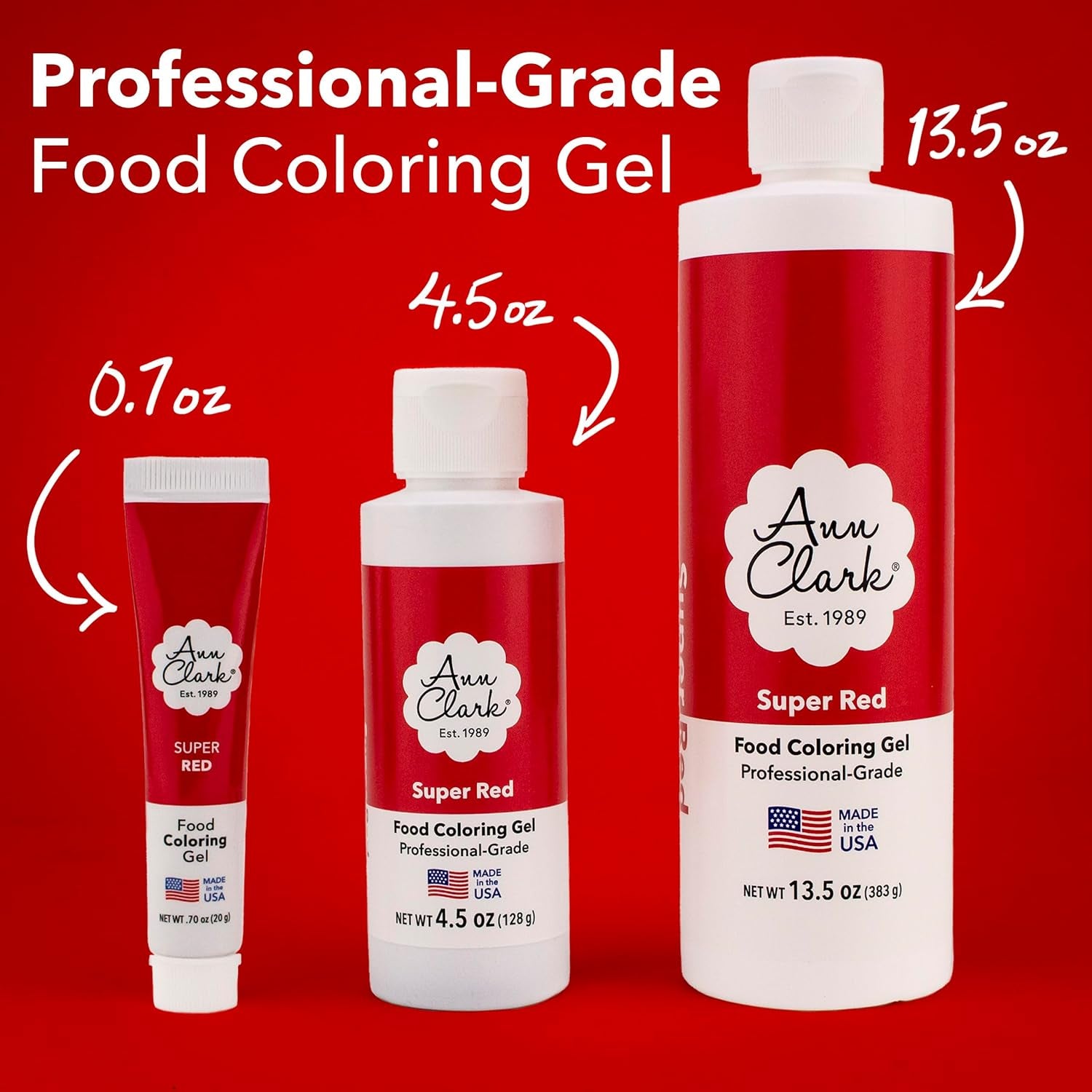 Ann Clark Super Red Food Coloring Gel .70 Oz. Professional Grade Made in USA