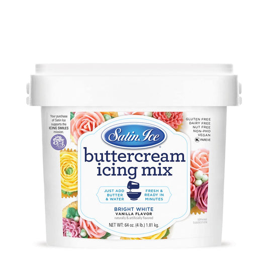Satin Ice Bright White Buttercream Icing Mix for Cake Decorating (4 Pounds)