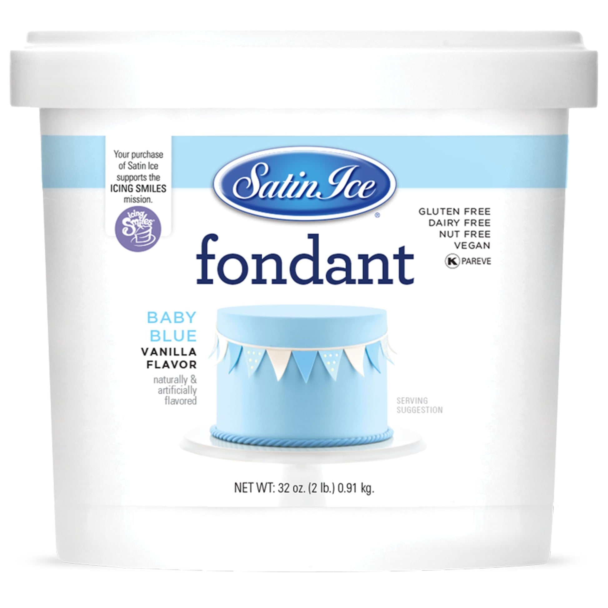 Satin Ice Fondant, Baby Blue, 2 Pound