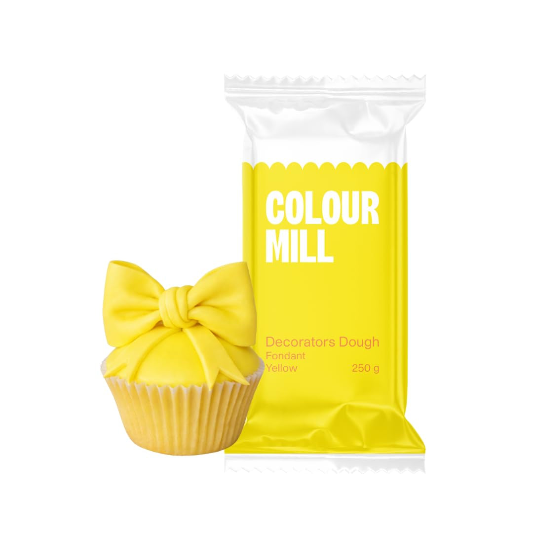Colour Mill Decorators Dough Edible Cake Covering | Easy-To-Roll, Easy-To-Drape Fondant | Vanilla-Flavored Sugarpaste - 8.8 Ounce Yellow