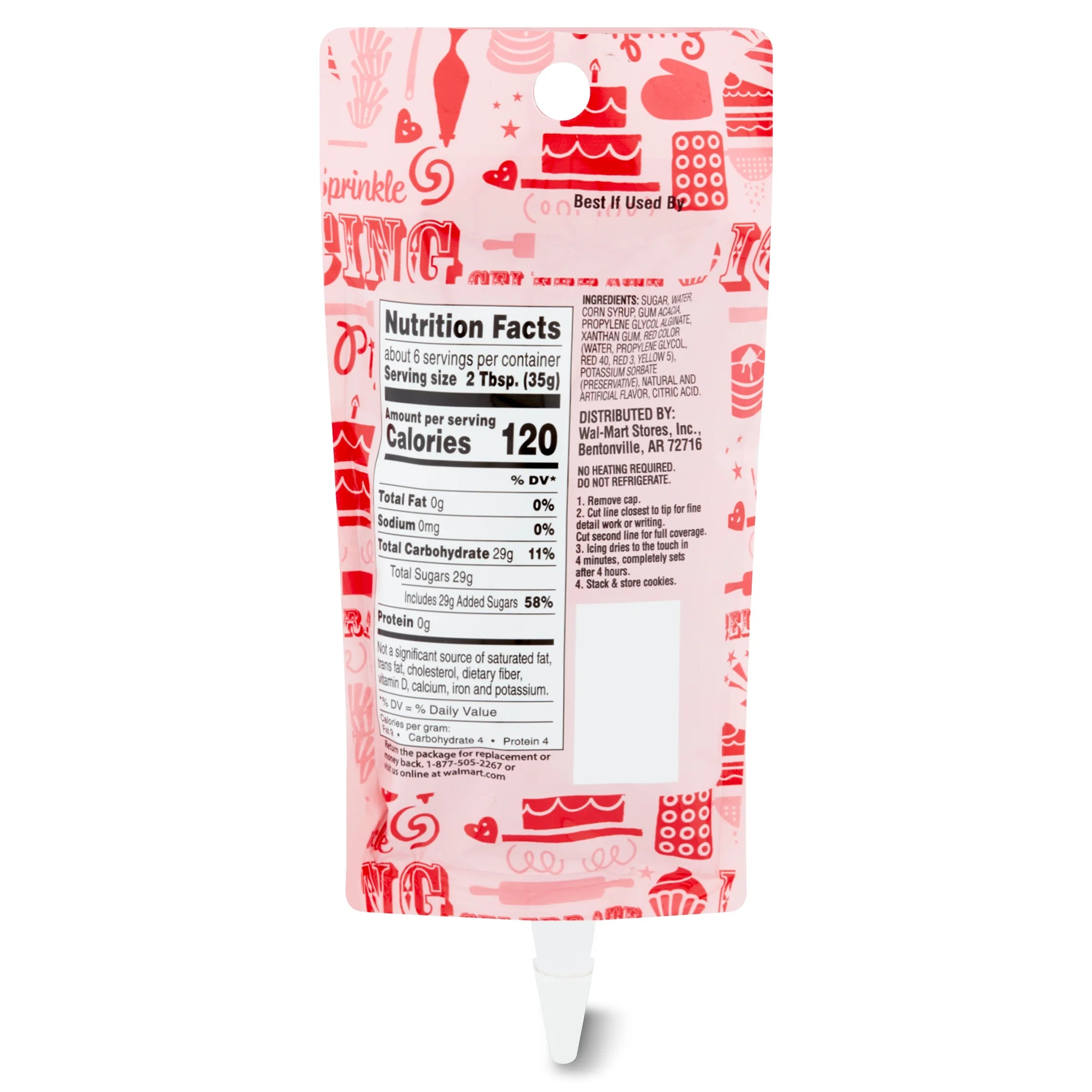 (3 Pack) Great Value Cookie Icing, Red, 7 Oz