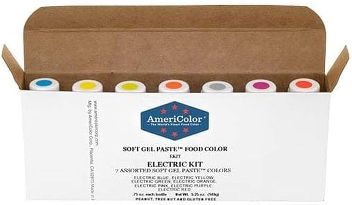 Americolor Food Coloring - Electric Kit - Soft Gel Paste, 7 .75 Ounce Bottles