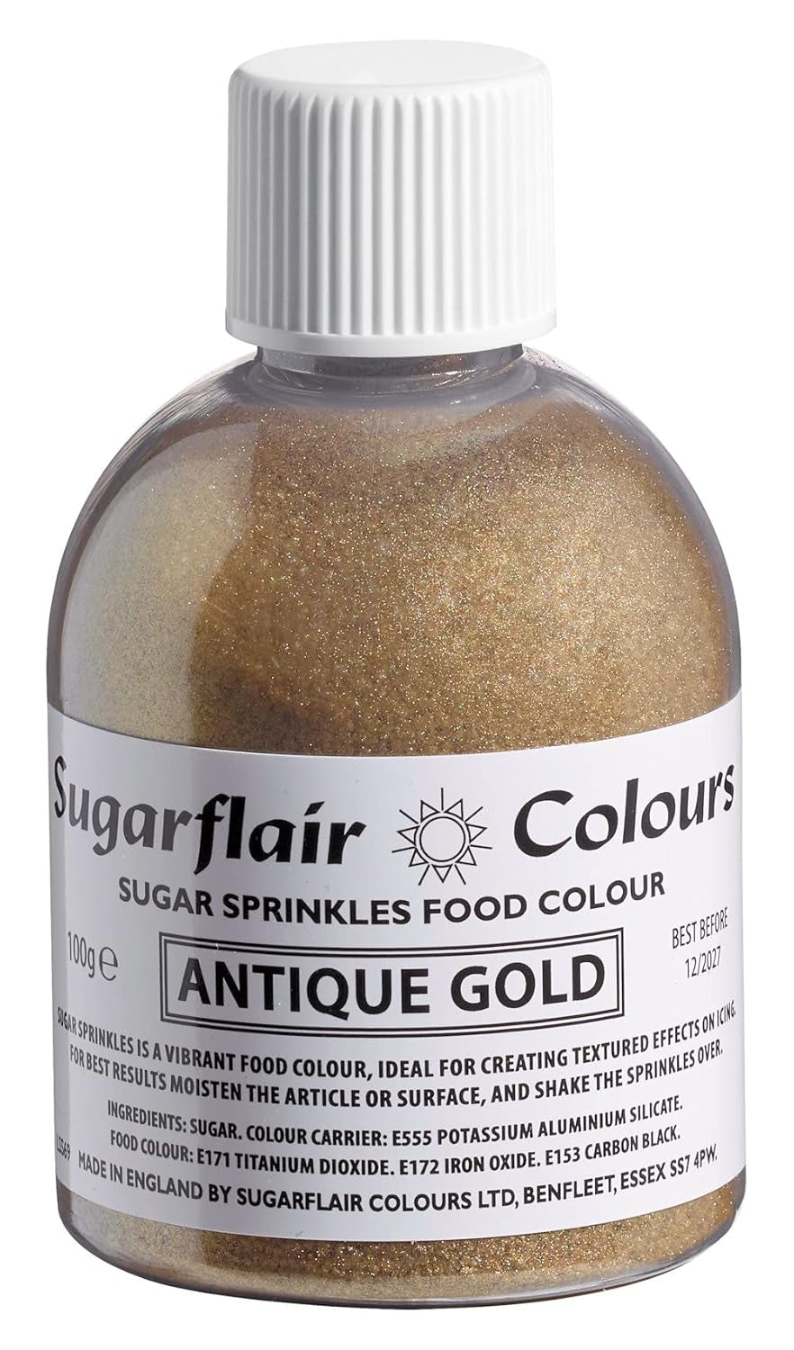 Antique Gold Sugar Shaker - Sugarflair Sugar Sprinkles Food Colour