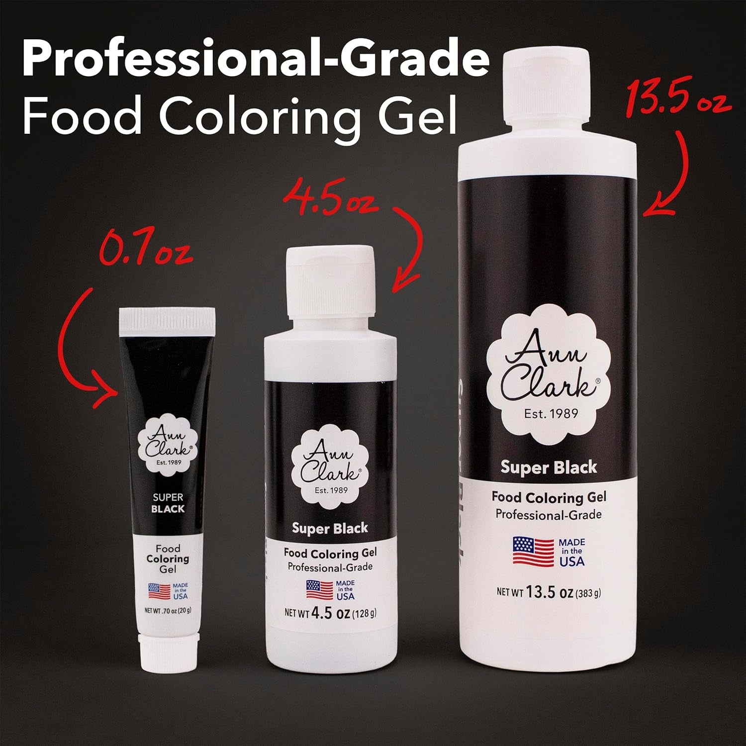 Ann Clark Super Black Food Coloring Gel .70 Oz. Professional Grade Made in USA