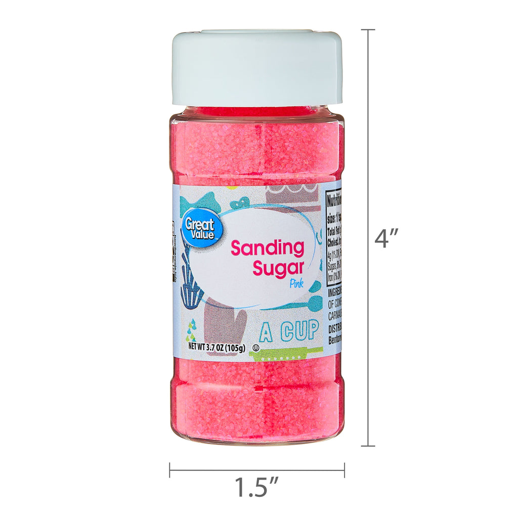 (6 Pack) Great Value Pink Sanding Sugar, 3.5 Oz
