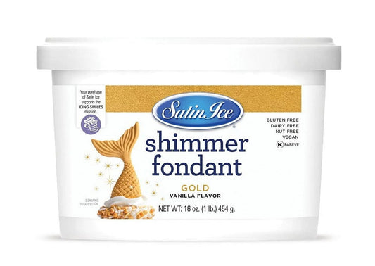 Satin Ice Gold Shimmer Fondant with Edible Glitter for Cake Decorating, Vanilla, 1 Pound