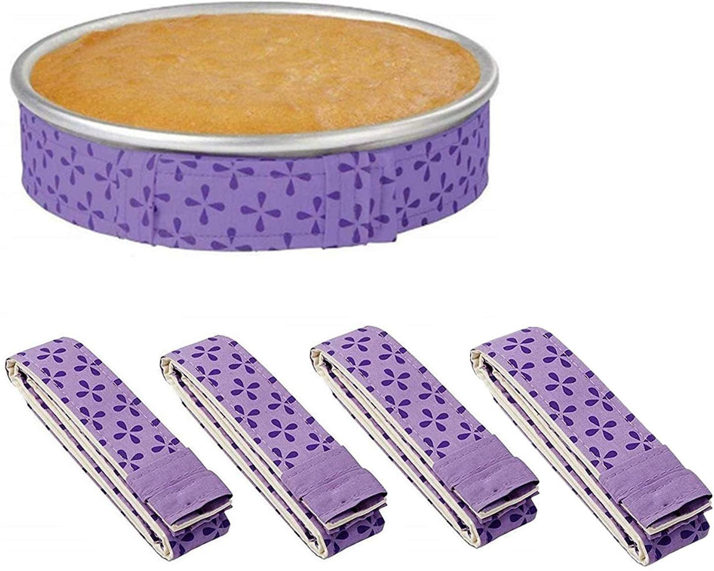4-Piece Bake Even Strips, Super Absorbent Thick Cake Pan Dampen Strips, Keeps Cakes More Level and Prevents Crowning with Cleaner Edges