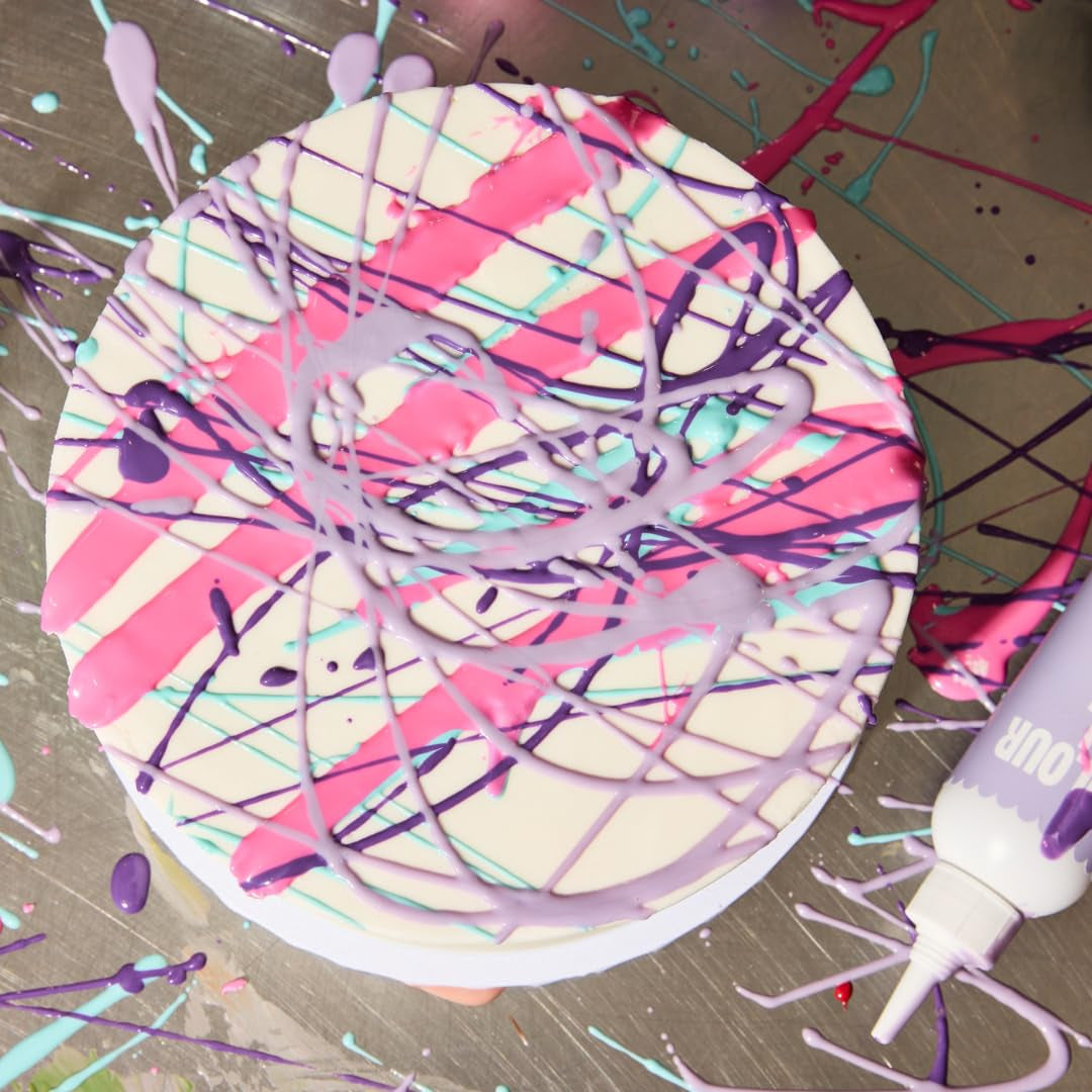 Colour Mill Chocolate Drip Easy-Melt Drizzle for Desserts, 125 Grams Lavender + Gloss Frost White Buttercream, 1 Liter (2.2LBS)