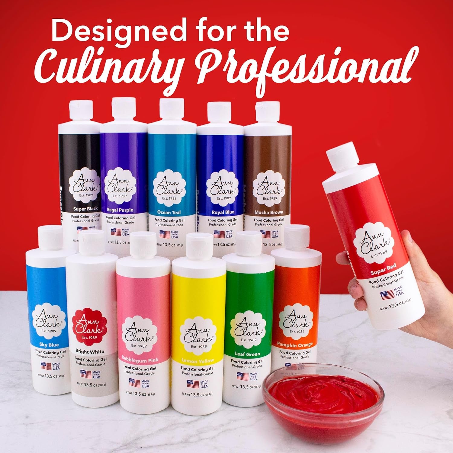 Ann Clark Super Black Food Coloring Gel Extra Large 13.5 Oz Bottle Made in USA