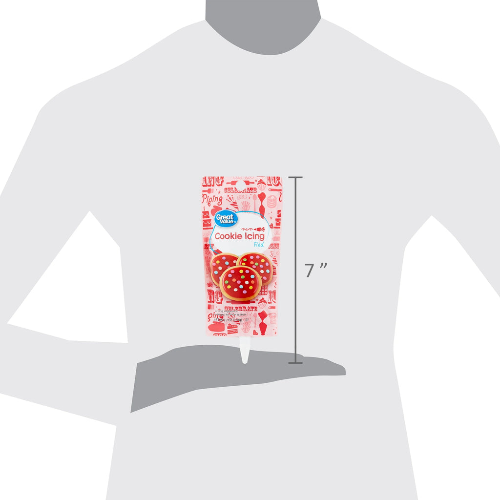 (3 Pack) Great Value Cookie Icing, Red, 7 Oz