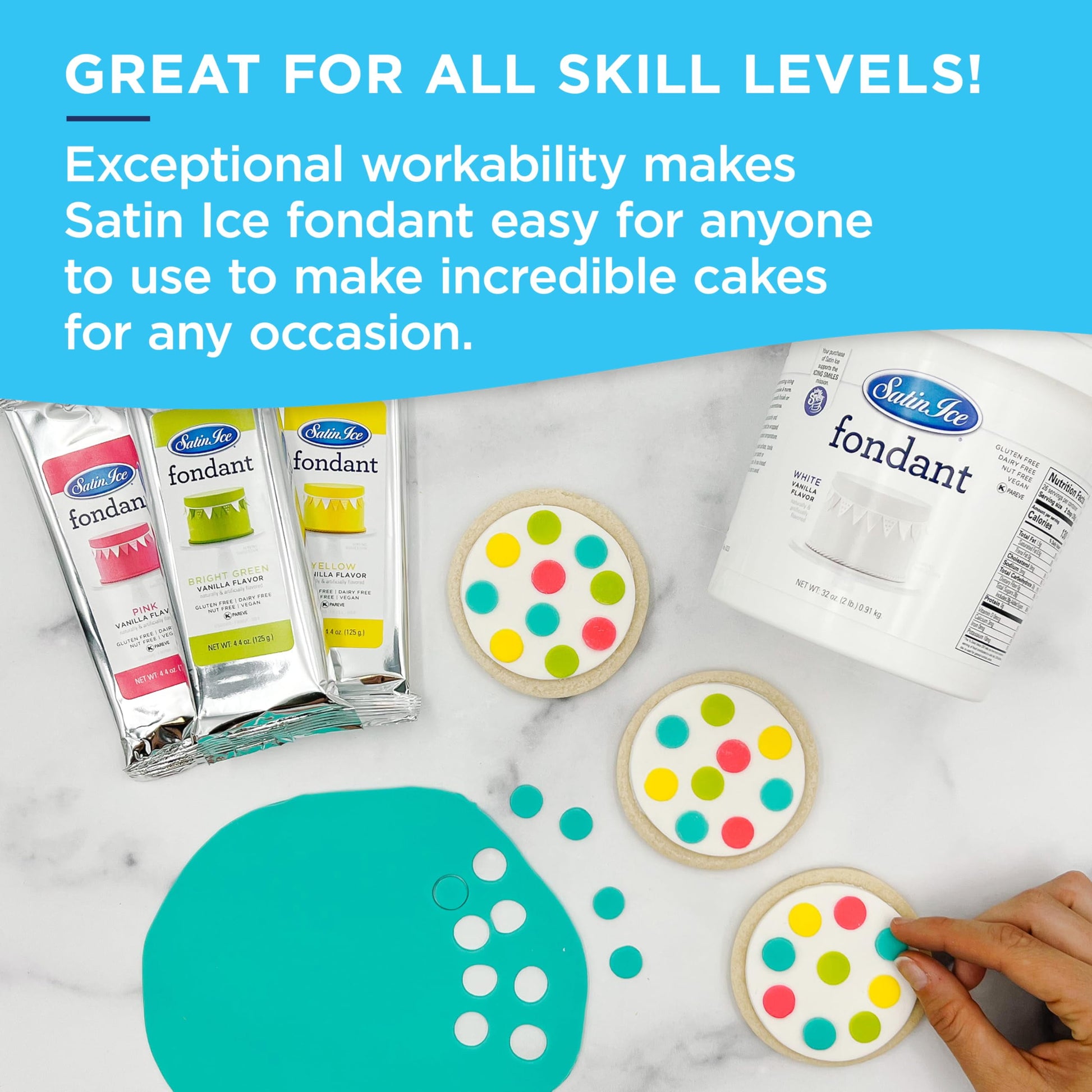 Satin Ice Fondant, Baby Blue, 2 Pound