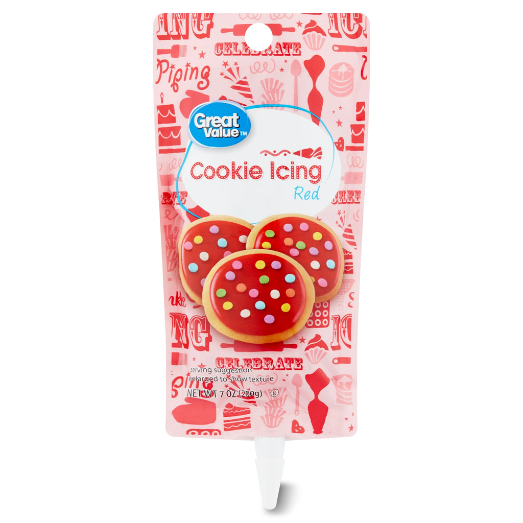 (3 Pack) Great Value Cookie Icing, Red, 7 Oz